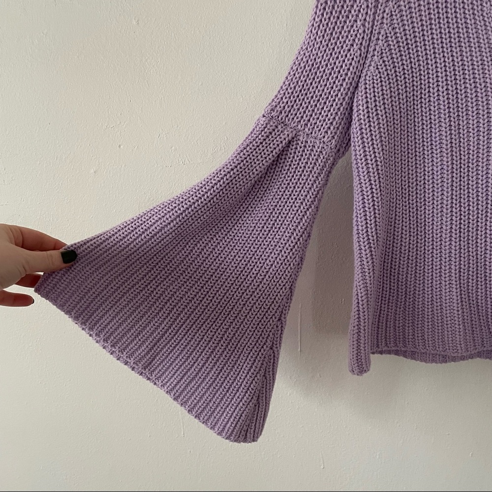 Free People Damsel Bell Sleeve Cropped Sweater Oversized - Picture 3 of 6